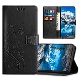 JZASES Hülle für Samsung Galaxy Note 10 / Galaxy Note 10 5G, PU Leder Handyhülle, Klappbar Prägung Brieftasche Stoßfeste Schutzhülle Kompatibel mit Samsung Note 10 / Note 10 5G, Schwarz