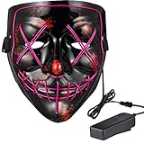 Anroll Halloween-Maske mit LED-Licht, für Festivals, Cosplay, Halloween-Kostüm