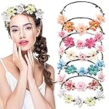 GmeDhc Blumenkranz Haare, 6 Stück Blumen Krone Hochzeit Braut, Haarband Blumen, Künstlich Blumenkranz Mädchen, Blumenkraanz Haare Set für Festival Party Strand