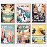 YALKIN 6 Stück Malen Nach Zahlen Erwachsene, Paint by Numbers Malen Nach Zahlen, DIY Landschaft mit Pinseln und Acrylfarben Handgemalt Ölgemälde Leinwand für Home Décor, Ohne Rahmen (20x30cm)