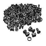 deleyCON 50x M6 Käfigmuttern Schrauben Set für Netzwerkschränke - 50er Set Patchpanel Racks Servergehäuse 19 Zoll 10 Zoll Montagesatz Stahl - Schwarz