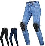 SHIMA DEVON Motorradjeans - Belüftete Elastische Slim Fit Biker Motorradhose mit FiberQL-Verstärkungen, CE Knie- und Hüftprotektoren (Damen, Blau, 26)