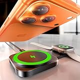 LISEN für Ladestation Apple Watch Und iPhone,Magsafe Ladegerät für iPhone 17 Pro Air 16 Pro Max/15/14/13/12 Zubehör [Super Tragbar] Wireless Charger 2025 Induktive Ladestation für iPhone AirPods