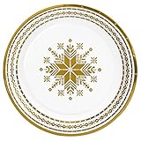 Biologisch abbaubare Einwegteller aus Karton 18 cm Durchmesser für Weihnachten, Goldfarben, mit Stickerei-Effekt, 8 Stück