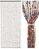 Ezcasch 90x200cm Perlenvorhang Türvorhang als Dekoration & Insektenschutz 38 Stränge Bohemian-Stil Bambusvorhang Handwerk aus Bambus & Holzperlen für Fenster/Zimmer, Bunt Regenbogen