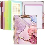 Ospelelf Klemmbrett mit Aufbewahrung, 21,6 x 28,9 cm, Padfolio-Organizer, Spiral-Portfolio, Briefgröße mit Notizblock, Stifthalter, 5 zusätzliche Ordner-Trennseiten, elastischer Verschluss,