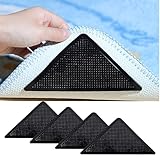 Ruayia Teppich Antirutschunterlage [4 Stück] Wiederverwendbar Teppichaufkleber Sofaaufkleber Anti-Rutsch-Aufkleber Rug Gripper Starke Klebrigkeit Klebestreifen für Hartholzböden, Teppiche - Dreiecke