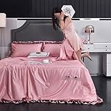 ZHCHAO Aircon Seidendecke, dünne Steppdecke, glatte Decken, solide Rüschen, Spitze, Bettdecke, Queen-Size/King-Size-Bettdecke (Argento, 200 x 230 cm)