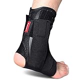 Kuangmi Knöchelbandage mit Seitenschutz & Kreuzverstärkung | Sportbandage mit verstellbarem Gurtsystem | Atmungsaktive Stützbandage für Fußgelenk (1 Stück) (XL=44-45.5)
