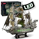 CubicFun 3D Puzzle LED Fliegenden Holländers Großes Modellschiff,Geburtstagsgeschenk für Erwachsene,360 Stück Geisterhaftes Piratenschiff Kunsthandwerk für Männer Frauen,Geisterschiff Dekoration