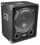 MAX MAX15SUB PA Subwoofer 15 Zoll, 1200 Watt - Woofer Tieftöner für Party DJ Disco, 2 Bassreflexröhren, PA Bass Lautsprecher passiv mit Griffe - Schwarz