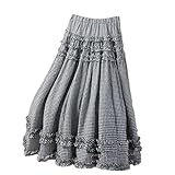 Damen-Sommerrock, hohe Taille, schmal, lang, koreanischer Stil, Spitze, große Nähte, kleiner karierter Rock, Schwarz , Einheitsgröße
