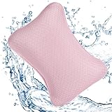 Quuylin Badewannenkissen, mit 2 starken Saugnäpfen, Badekissen für Badewanne, Badekissen mit ergonomischer Passform,Kissen für optimale Nacken Entspannung, entspannende Spa-Grundausstattung (Rosa)