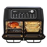 MAXXMEE Heißluft-Fritteuse Doppelkammer 11 Liter | Clevere Kombination aus Heißluftofen, Grill & Fritteuse mit 2 XXL-Frittierfächern mit je 5,5 Litern | Digitales Bedienfeld und Sichtfenster