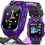 Retoo Smartwatch Kinder Smart Watch Armbanduhr mit GPS Camera SIM für Kinder Mädchen Jungen Ab 3 Jahre Touchscreen Sport Fitness Armband Geschenk Call Android iOS Purple