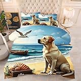 ZZXHG 3D Druck Bettdecke Weich & All Season - WeißEr Haushund, Premium Bettwäsche Set mit 2 Kissenbezügen 80x80 cm für Großes Doppelbett, 220x240 cm, Atmungsaktiv e1204