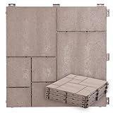 e-floor Terrassenfliesen Klicksystem aus Recycling-Material 30 x 30 cm 6 Stück – Balkon Bodenbelag Wetterfest – Klickfliesen Terrasse mit Drainagesystem – Balkonfliesen Steinoptik - 1 Stück = 0,09m²