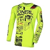 O'NEAL | Motocross-Shirt Langarm | MX MTB Mountainbike | Passform für Maximale Bewegungsfreiheit, Eingenähter Ellbogenschutz | Element Youth Jersey Attack V.23 | Kinder | Neon-Gelb Schwarz | Größe L