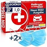 Rellinger® Verbandskasten Auto [ZERTIFIZIERT NACH DIN 13164:2022] - inkl. 2x med. Gesichtsmasken - Made in Germany - KFZ Verbandskasten 2022 - Vollständiges Erste Hilfe Set Auto nach StVO geprüft