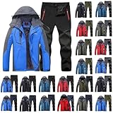 Herren-Skianzüge: Skijacke und Hose, winddicht, wasserdicht, mit Fleece gefüttert, Kapuzen-Skianzug, Set für Freizeit, Sport, Wandern, Outdoor-Skianzug, Outdoor, Winter, Schnee, Snowboardjacke, braun,