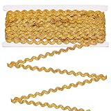 MAYJOYDIY 13.7m Goldenes Gewelltes Biegeband 8mm Breit RIC Rac Gurtband Kantenbesatz Goldfarbener Glitzer S Wellen Zopfbesatz Für Selbermachen von Geschenkverpackungen Nähen Stoff Heim Dekoration