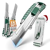 ALMO 3x Cuttermesser Profi Set mit ultrascharfer Carbonstahl Abbrechklinge 18mm Teppichmesser | Robustes Cutter Messer mit Anti-Rutsch-Griff | Kattermesser für Heim- & Handwerker