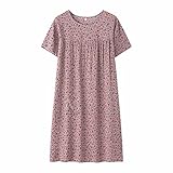 Nachthemd Damen Kurzarm Sommer Nachtkleid Bequeme Schlafshirt Blumendruck Leichte Nachthemden Frauen Sleepshirt Rundhals Freizeit Lose Nachtwäsche Lustig Casual T-Shirt Schlafanzug