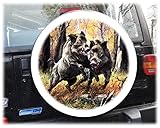AB3-00182 Wildschwein Keiler Reserveradabdeckung 68x21 cm Reserveradhülle Ersatzradabdeckung Reifencover Radhülle Tasche Überzieher Schutz aus Planenmaterial und Kunstleder 26 1/2´´ inch
