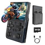 WeLohas DR35 Plus Handheld Retro Gaming Console Linux System with 64G Card,Support 13+ Emulator Including 15000+ Fun Games,3.5' IPS Screen,Hand Held Video Game Console Gift (DE-DR35-Black)