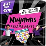 Ninjamas Pyjama Pants Herzen, 9 absorbierende Nachthöschen, 8 Jahre, 27kg-43kg, Auslaufschutz für die ganze Nacht