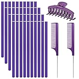 40 Stück Papilotten Lockenstäbe Lockenwickler aus Schaumstoff Flexwickler Flexible weiche Lockenwickler(24 x 1,2cm), Papilotten Lockenwickler über Nacht für Mädchen Frau violett