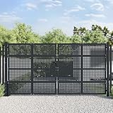 Homgoday Gartentor Metalltor Gartentür Zauntür Gartenpforte Zauntor Einfahrtstor Hoftor Einzeltor | Doppeltor Tor Garten Zaun Pforte Anthrazit 400x225 cm Stahl