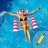 Wasserhängematte - Schwimmsessel - Wasserhängematte mit Netz - 3-in-1 Luftmatratze Pool - Schwimmmatte mit Infloator-Pumpe Spaß Pool Zubehör Für Meer, Strand, See (Dreirohr-Design)