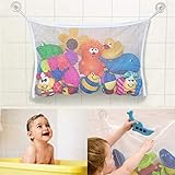 Badewannenspielzeug Aufbewahrung Badespielzeug Netz mit 2 Ultra Strong Hooked Saugnäpfe，großes Bad Spielzeug Netz für Badewanne Spielzeugnetz & Badezimmer Lagerung Befestigung ohne Bohren