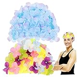 UKCOCO 2 Stück Blumen Badekappen für Frauen Elastische Schwimmkappen mit Blüten für Lange und Kurze Haare Nylonmaterial rutschfest für Schwimmbad und Spa