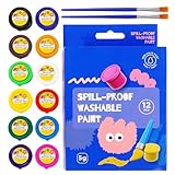 Generisch Aquarellfarben-Sets Für Kinder,Waschbare 12 Farben Spritzsicher Kunstzubehör,Malkasten Für Kinder | Für Anfänger Studenten Malen Kürbis Stein Outdoor Indoor Party Klassenraum Studio Zuhause