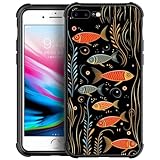 CARLOCA Kompatibel mit iPhone 8 Plus, kleine Fische, rot-graue Wasserkresse, iPhone 7 Plus, Hüllen für Mädchen und Jungen, modisches Grafikdesign, stoßfest, kratzfest, Fallschutz für iPhone 7/8 Plus
