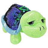 BEMIRO Schildkröte Kuscheltier Roswitha - ca. 18 cm grün, Kuscheltier Schildkröte mit 2 Farbiger Pailletten-Beschichtung, Meeresschildkröte, Stoffschildkröte