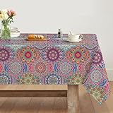 Artoid Mode Boho Vintage Geometrie Marokkanisch Mandala Tischdecke 140x200 cm, Fleckschutz Tischwäsche Küche Dekoration Urlaub Party Dekor