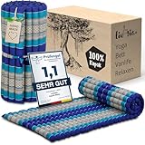 livasia Rollmatte Rollmatratze M schmal Einzelbett - 200x75x4,5cm - Gästebett Gästematratze 1 Person mit Muster, Reisebett Kofferraum Outdoor, Thaimatte Kapok Garten handgefertigt (Blau)