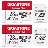 Gigastone Gaming Plus Micro SD Karte 128GB 2er-Pack und SD Adapter, Kompatibel mit Switch, SD Karte bis zu 100/50 MB/s MicroSDXC Speicherkarte UHS-I A1 U3 V30 Klasse 10, 4K UHD Videoaufnahme