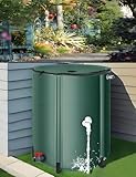 Tragbares faltbares Regenfass – 500 l Regenwassersammeltank mit Filter, Zapfhahn und Überlauf-Kit – umweltfreundliche Wasserspeicherlösung für Dachrinnen (grün, 80 x 98 cm)