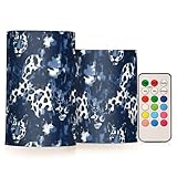 Amooorous Leopard Trendy Navy Blue_4 flammenlose flackernde LED-Kerzen, flackernde, elektronische Lichter, winddicht, Timer für Schlafzimmer, klein, batteriebetrieben, 2-teiliges Set