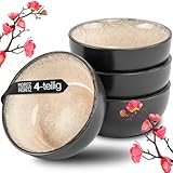 Moritz & Moritz VIDA 4x Miso Schüssel Set 12 cm Ø - Japanisches Geschirr Set aus Keramik für Miso Suppe, Dip und Snacks