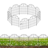 10 Paneele Gartenzaun mit Tor, 81,3 cm (H) x 6,4 m (L) Tierabsperrzaun – kein Graben temporärer Hundezaun für den Außenbereich, rostfreier Metalldraht, hoher dekorativer Zaun für Hinterhof, Terrasse