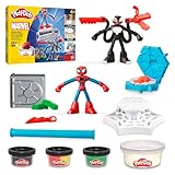 Play-Doh Marvel Spider-Man Netz-Action Set, 2 Spielfiguren und vielen Knetformen, 4 Dosen Modelliermasse in passenden Farben, kreatives für Kinder ab 3 Jahren