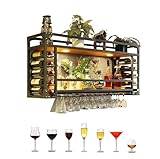 Modernes Weinregal aus Metall zur Wandmontage mit LED-Licht, stilvolles Weinregal mit Stielglas-Aufhänger, hängende Getränkeaufbewahrung, Halter für Küche, Bar und Esszimmer