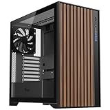 Itek Case Woody - Gaming Tower ATX - 3 x 14 cm schwarzer Lüfter, 2 x USB3, Typ C, Holzfront – Seitenwand aus Temp-Glas