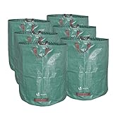 VOUNOT® Gartenabfallsack 272 Liter, 6er Gartensäcke für Grünabfall, Selbststehend und Falt, Laubsack Selbstaufstellend aus robustem Polypropylen-Gewebe (PP) 150gsm