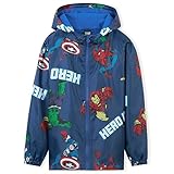 Marvel Regenjacke Kinder Wasserdicht - 100% Polyester Kinder Regenjacke Jungen - Bequeme Regenjacke Jungen (Marineblau Avengers, 7-8 Jahre)